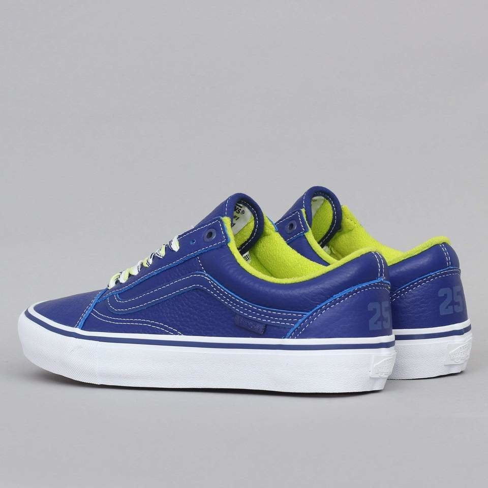 VANS X QUARTERSNACKS OLD SKOOL PRO ROYAL shoes in blue and yellow.