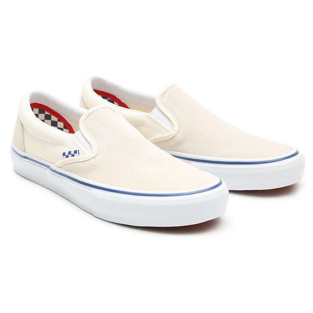 VANS SKATE SLIP-ON OFF WHITE shoes in white and blue.