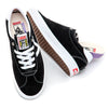 A pair of black and white VANS SKATE SPORT BLACK / WHITE sneakers with white soles.