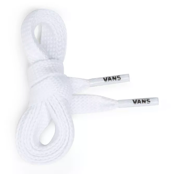 VANS white shoelaces on a white background, featuring VANS 36" FLAT LACES WHITE.