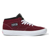 Burgundy and white VANS SKATE HALF CAB PORT ROYALE sneakers featuring a skate-inspired design.