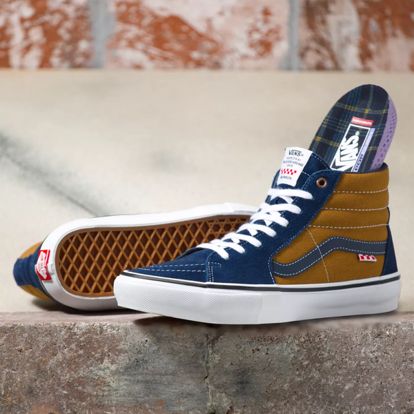 VANS REYNOLDS SKATE SK8-HI NAVY / GOLDEN BROWN skate.