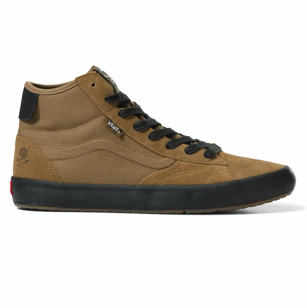 A brown and black high top VANS sneaker, specifically the VANS THE LIZZIE DIRT / BLACK.