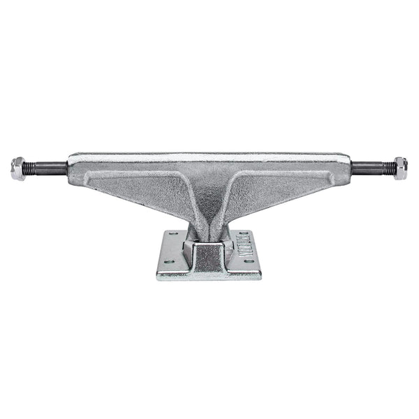 A silver skateboard truck from the Venture All Polished Hi 5.6 (set of two) by VENTURE on a white background.
