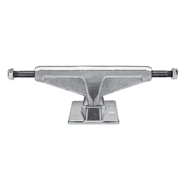 An VENTURE HOLLOW ALL POLISHED LOW 5.0 skateboard truck on a white background.