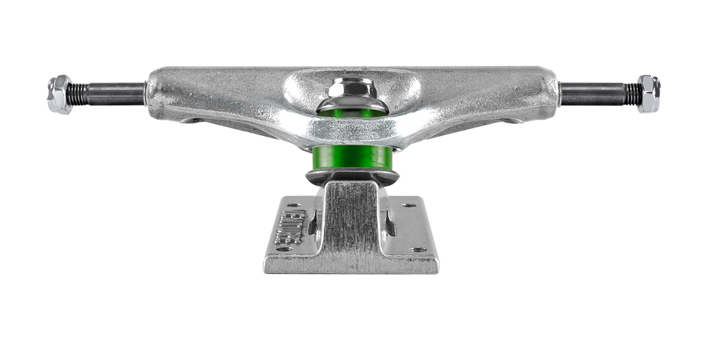 An image of a skateboard with VENTURE TED BARROW V-CAST HOLLOWS 5.2 (SET OF TWO) green wheels.