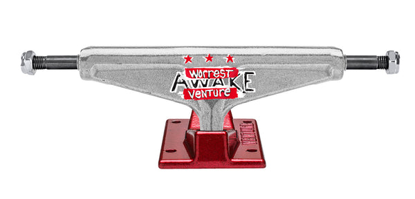 A polished VENTURE WORREST AWAKE POLISHED HI 5.2 skateboard truck on a white background.