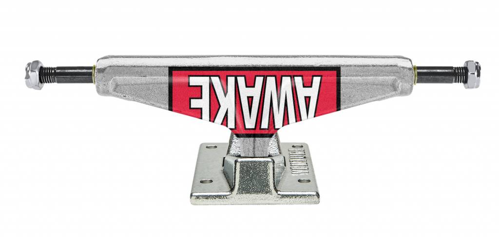 A VENTURE skateboard truck with the word knuckle on it.