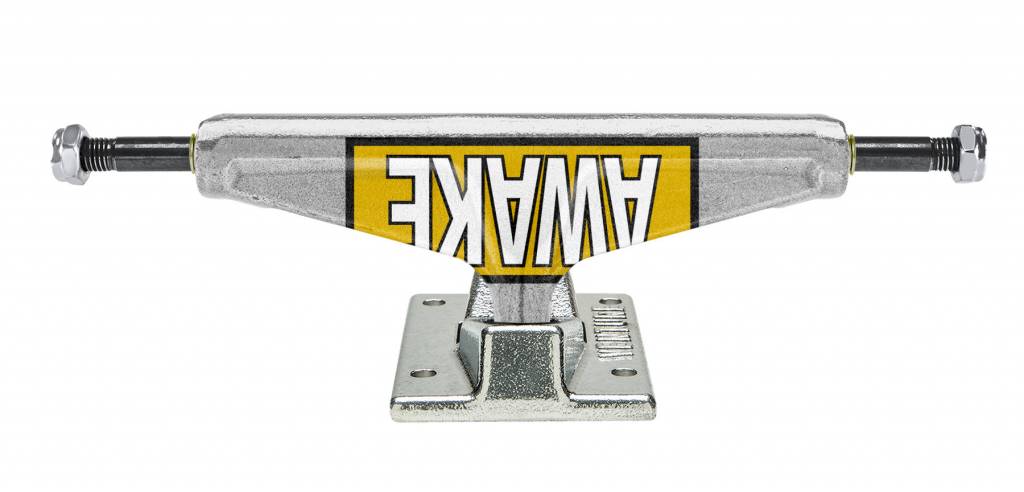 A VENTURE skateboard truck with a VENTURE yellow logo on it (SET OF TWO).
