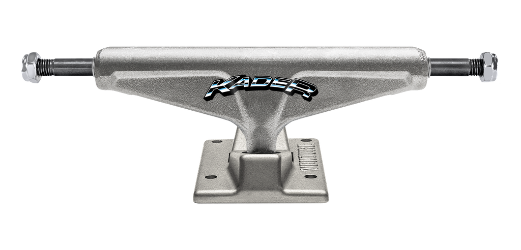 A silver skateboard truck with the VENTURE PRO KADER V-CAST HOLLOWS 5.2 (SET OF TWO) logo on it.
