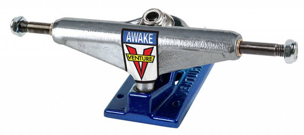 A VENTURE skateboard truck with a logo on it.