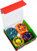 Colorful wheels in a box.