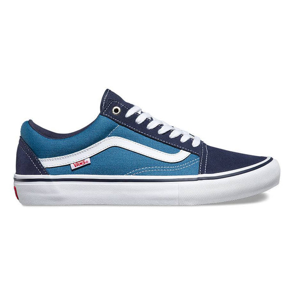 Blue and white VANS OLD SKOOL PRO NAVY / WHITE shoes.